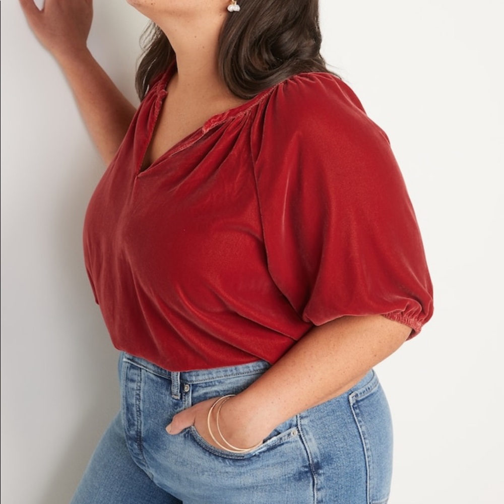 Old Navy Elbow Sleeve Velvet Swing Blouse